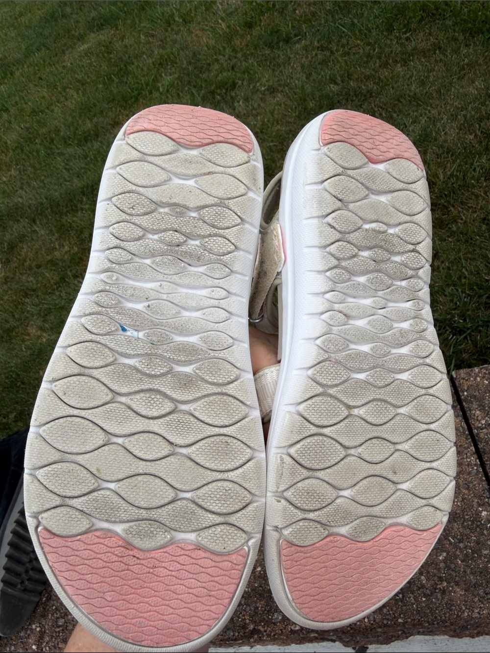 Ryka Cream White Sandals with Pink Accent - Picture 4 of 7